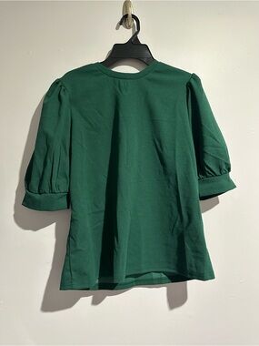 SHEIN Emerald Green Puff-Sleeve Blouse